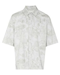 Мужская серая рубашка с коротким рукавом с цветочным принтом от Holzweiler