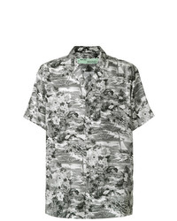 Мужская серая рубашка с коротким рукавом с цветочным принтом от Off-White