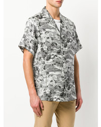 Мужская серая рубашка с коротким рукавом с цветочным принтом от Off-White