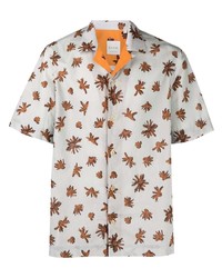 Мужская серая рубашка с коротким рукавом с цветочным принтом от Paul Smith