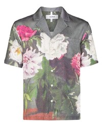 Мужская серая рубашка с коротким рукавом с цветочным принтом от Soulland