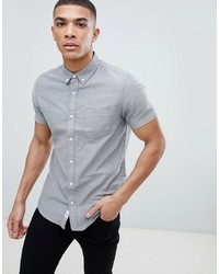 Мужская серая рубашка с коротким рукавом от Burton Menswear