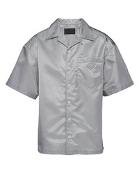 Мужская серая рубашка с коротким рукавом от Prada