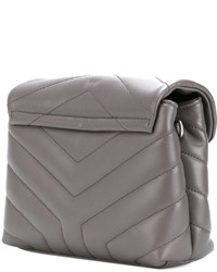 Женская серая стеганая сумка от Saint Laurent