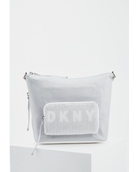 Серая сумка через плечо из плотной ткани от DKNY