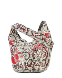 Серая сумка через плечо со змеиным рисунком от Elisabeth Weinstock