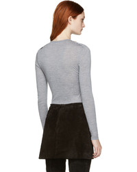 Женская серая футболка на пуговицах от Balmain