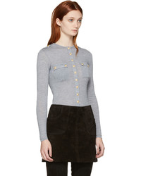 Женская серая футболка на пуговицах от Balmain