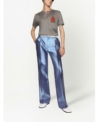 Мужская серая футболка на пуговицах от Dolce & Gabbana