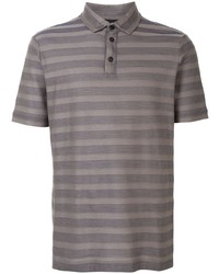 Мужская серая футболка-поло в горизонтальную полоску от Giorgio Armani
