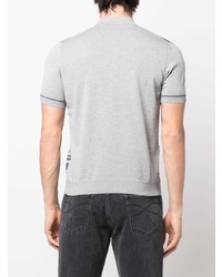 Мужская серая футболка-поло в горизонтальную полоску от Corneliani