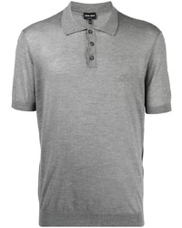 Мужская серая футболка-поло с вышивкой от Giorgio Armani