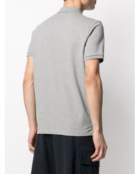 Мужская серая футболка-поло с вышивкой от Moncler