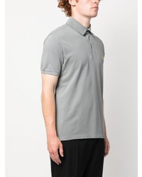 Мужская серая футболка-поло с вышивкой от Etro