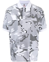 Мужская серая футболка-поло с камуфляжным принтом от AAPE BY A BATHING APE