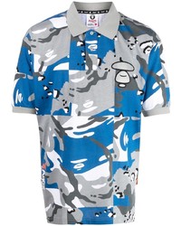 Мужская серая футболка-поло с принтом от AAPE BY A BATHING APE