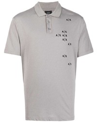 Мужская серая футболка-поло с принтом от Armani Exchange