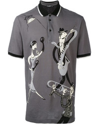Мужская серая футболка-поло с принтом от Dolce & Gabbana