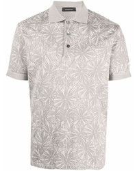 Мужская серая футболка-поло с цветочным принтом от Ermenegildo Zegna