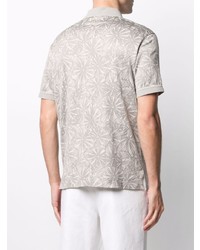 Мужская серая футболка-поло с цветочным принтом от Ermenegildo Zegna