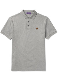 Мужская серая футболка-поло от Ralph Lauren Purple Label