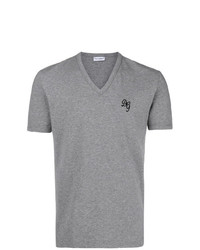Мужская серая футболка с v-образным вырезом с принтом от Dolce & Gabbana Underwear