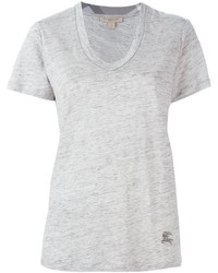 Женская серая футболка с v-образным вырезом от Burberry