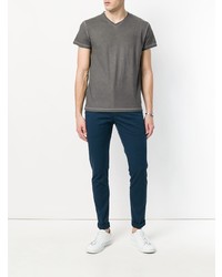 Мужская серая футболка с v-образным вырезом от Dondup