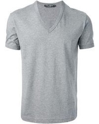 Мужская серая футболка с v-образным вырезом от Dolce & Gabbana