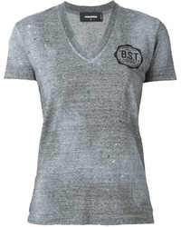 Женская серая футболка с v-образным вырезом от Dsquared2