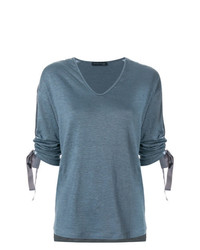 Женская серая футболка с v-образным вырезом от Fabiana Filippi
