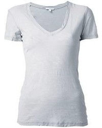 Женская серая футболка с v-образным вырезом от James Perse