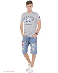 Мужская серая футболка с v-образным вырезом от Oodji