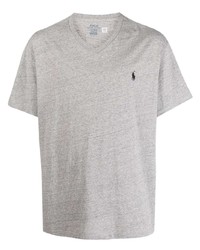 Мужская серая футболка с v-образным вырезом от Polo Ralph Lauren