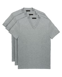 Мужская серая футболка с v-образным вырезом от Prada