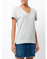 Женская серая футболка с v-образным вырезом от Frame Denim