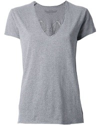 Женская серая футболка с v-образным вырезом от Zadig & Voltaire