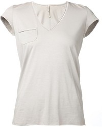 Женская серая футболка с v-образным вырезом