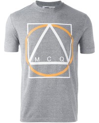 Мужская серая футболка с геометрическим рисунком от McQ by Alexander McQueen