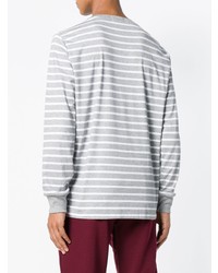 Мужская серая футболка с длинным рукавом в горизонтальную полоску от Polo Ralph Lauren