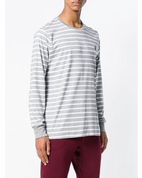 Мужская серая футболка с длинным рукавом в горизонтальную полоску от Polo Ralph Lauren