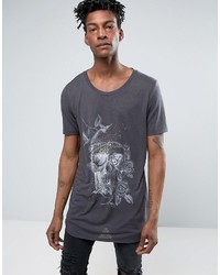 Мужская серая футболка с длинным рукавом с принтом от Asos