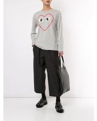 Мужская серая футболка с длинным рукавом с принтом от Comme Des Garcons Play