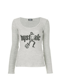 Женская серая футболка с длинным рукавом с принтом от Hysteric Glamour