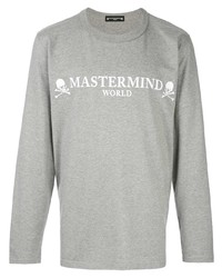 Мужская серая футболка с длинным рукавом с принтом от Mastermind World