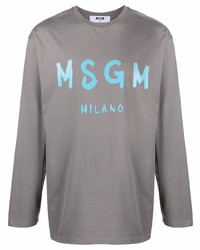 Мужская серая футболка с длинным рукавом с принтом от MSGM