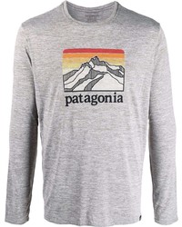 Мужская серая футболка с длинным рукавом с принтом от Patagonia