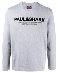 Мужская серая футболка с длинным рукавом с принтом от Paul & Shark