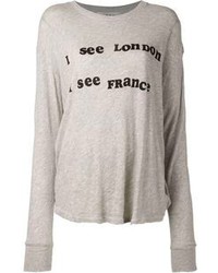 Женская серая футболка с длинным рукавом с принтом от Wildfox Couture