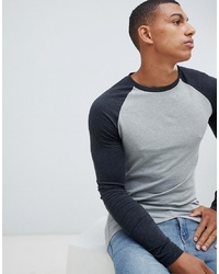 Мужская серая футболка с длинным рукавом от ASOS DESIGN